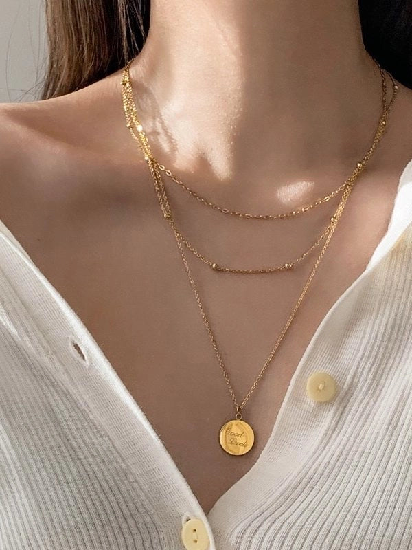 Layered Gold Chain Necklace [957HPRVA]