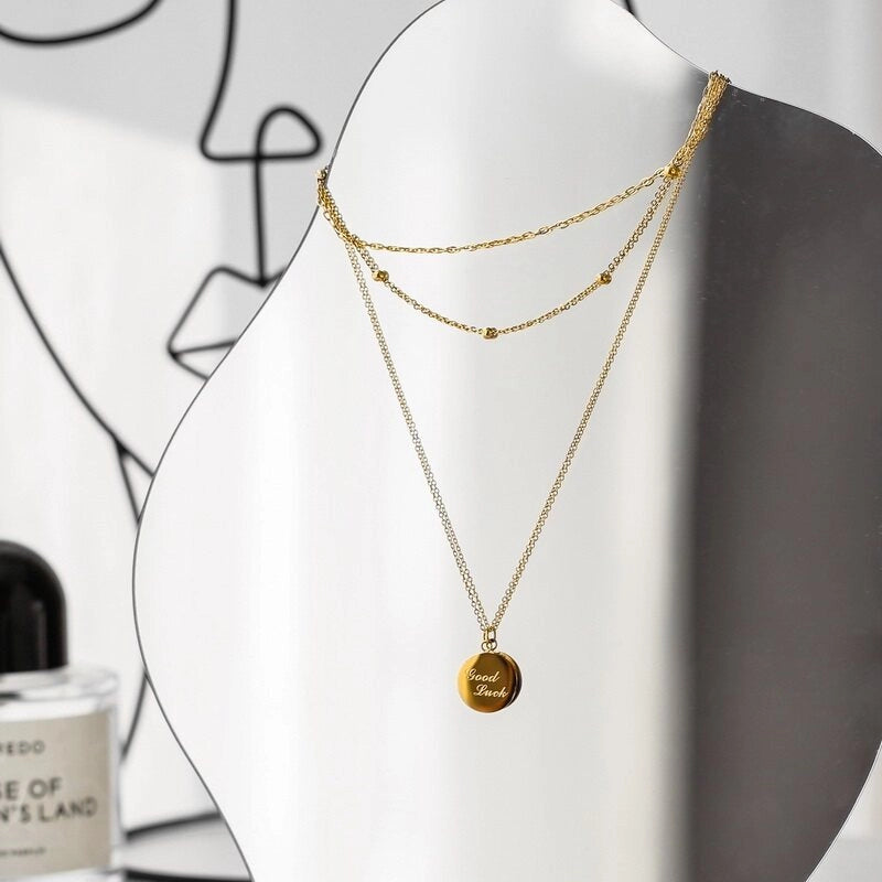 Layered Gold Chain Necklace [7CGS60XY]