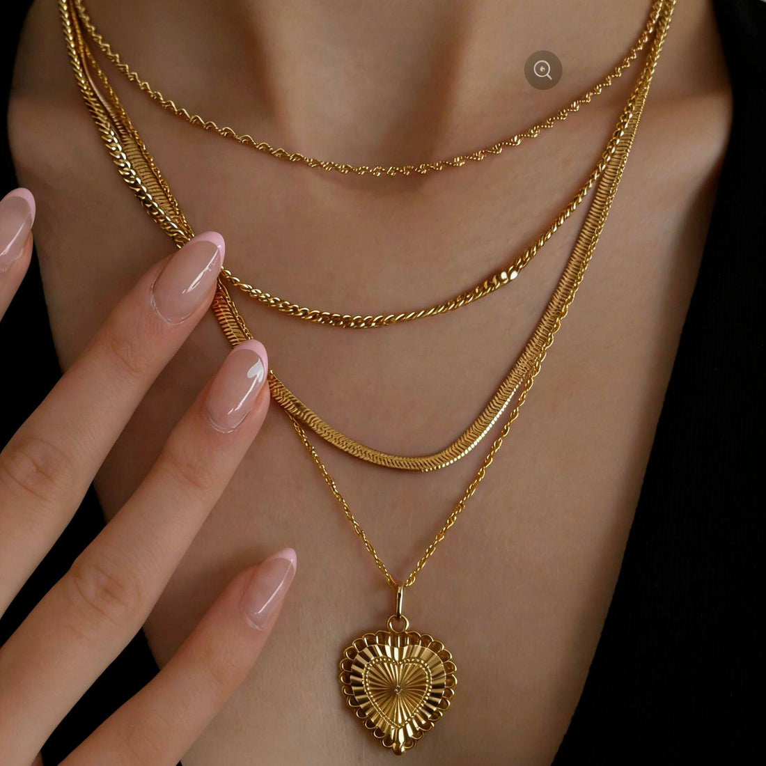 Layered Gold Chain Necklace Set [V1OPCXMZ]