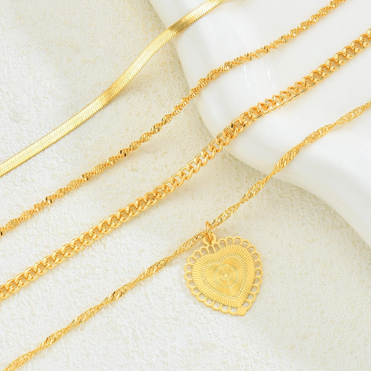 Layered Gold Chain Necklace Set [DXEZAQV7]