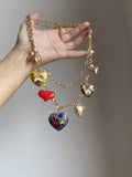 Layered Heart and Flower Pendant Necklace [U6JEKXA8]