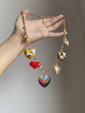 Layered Heart and Flower Pendant Necklace [34RD57HM]