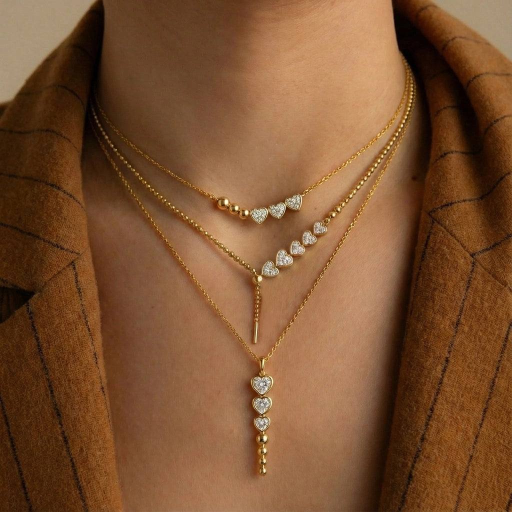 Layered Heart Pendant Necklace [9EEPV36W]