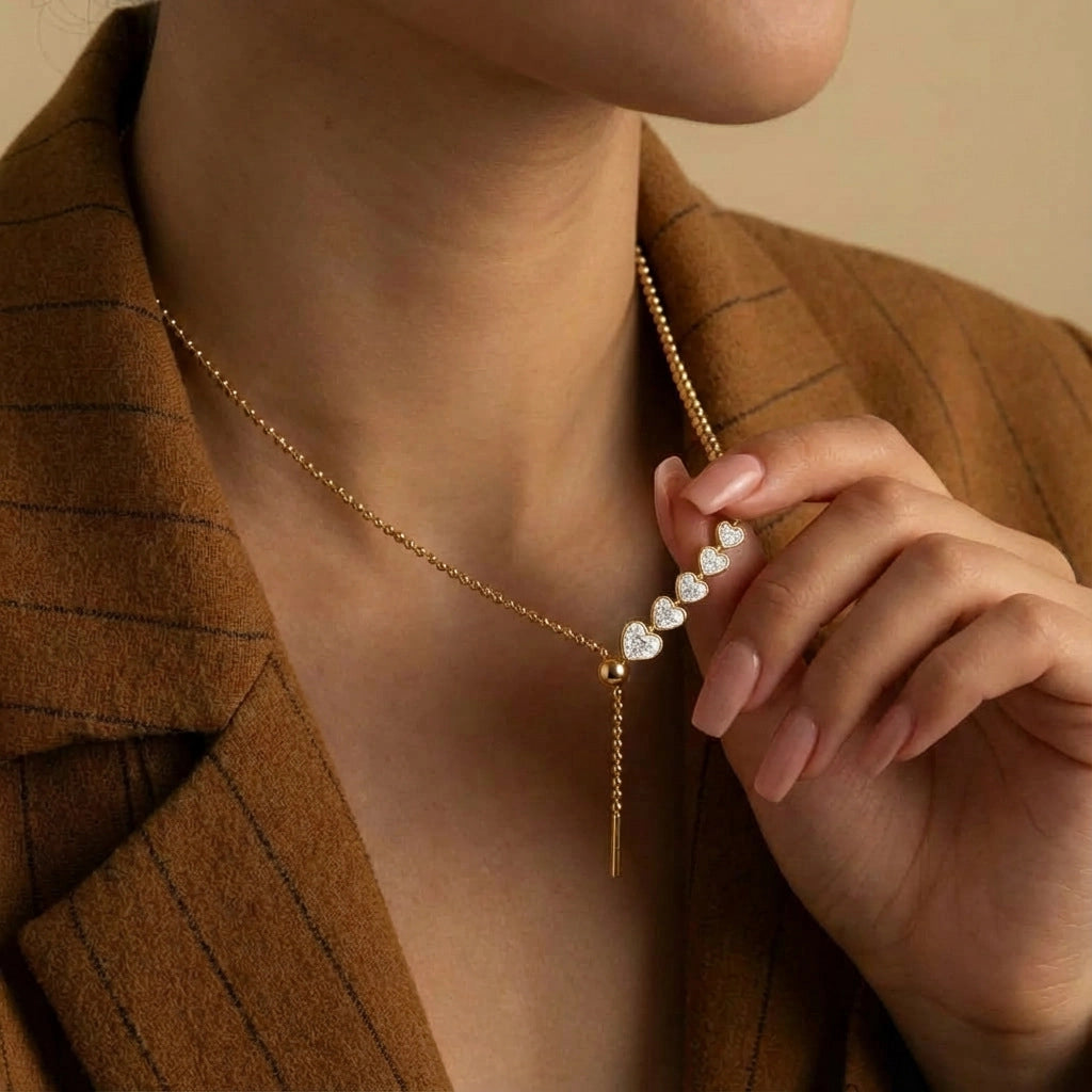 Layered Heart Pendant Necklace [9EEPV36W]