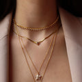 Layered Marquise Zircon Snake Chain Necklace [IUK2KGHS]