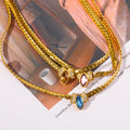 Layered Marquise Zircon Snake Chain Necklace [CFKMJDNP]