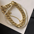 Layered Pearl and Chain Necklace [IMLOI5VV]