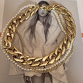 Layered Pearl and Chain Necklace [TPIAREAC]