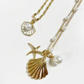 Layered Pearl and Shell Necklace [IP0QJVSB]