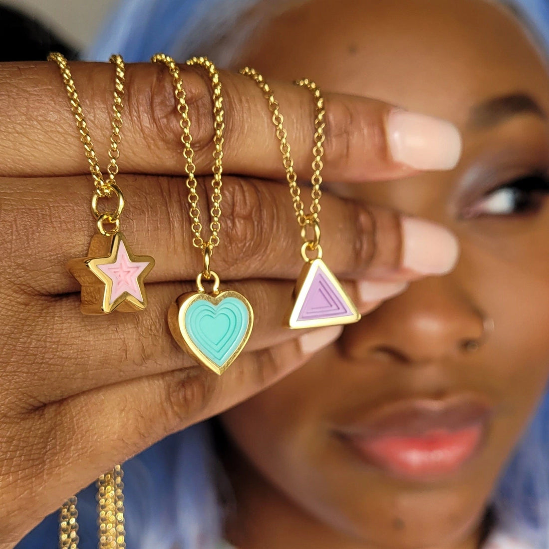 Layered Star and Heart Pendant Necklace [EX0FYPXJ]