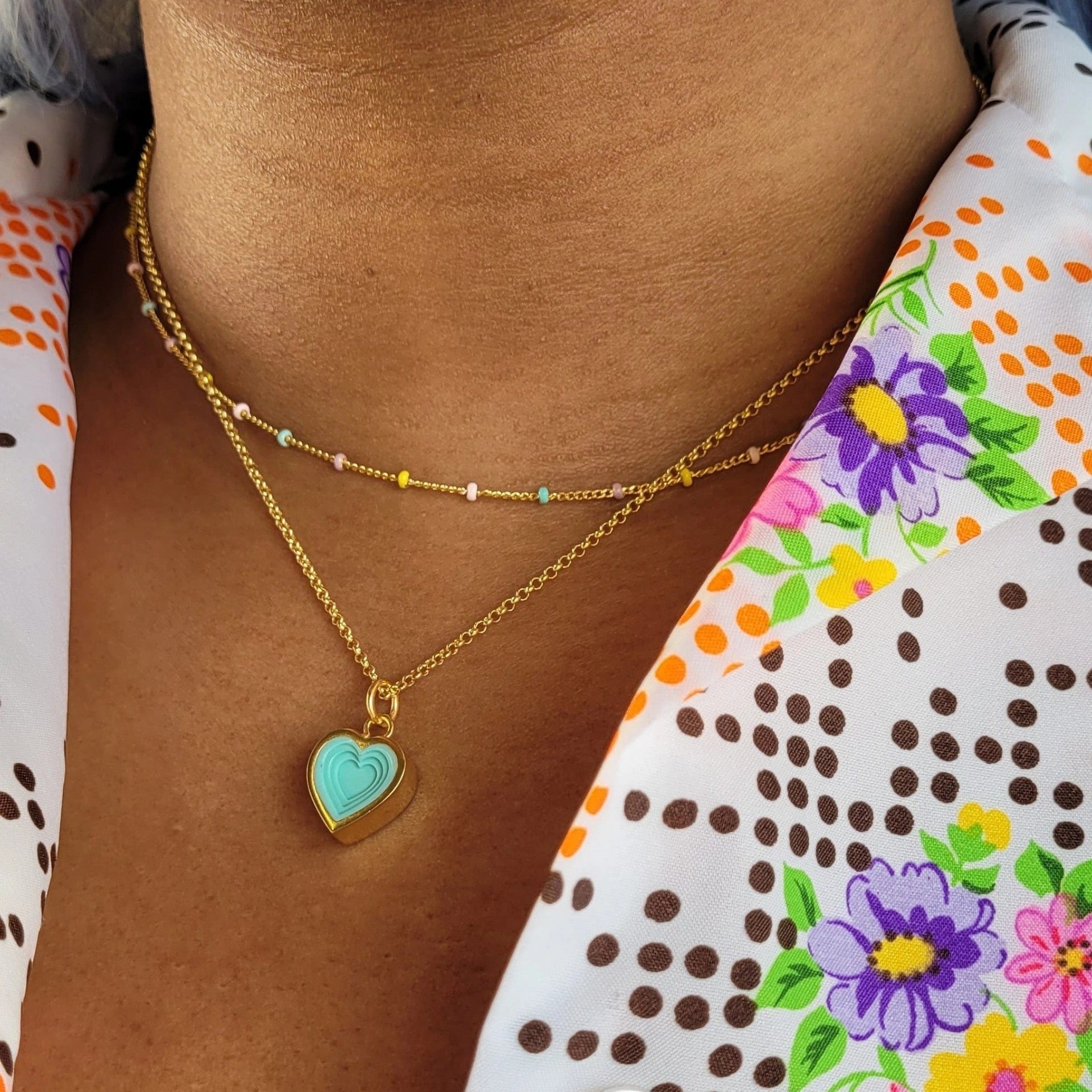 Layered Star and Heart Pendant Necklace [NB1MT90D]
