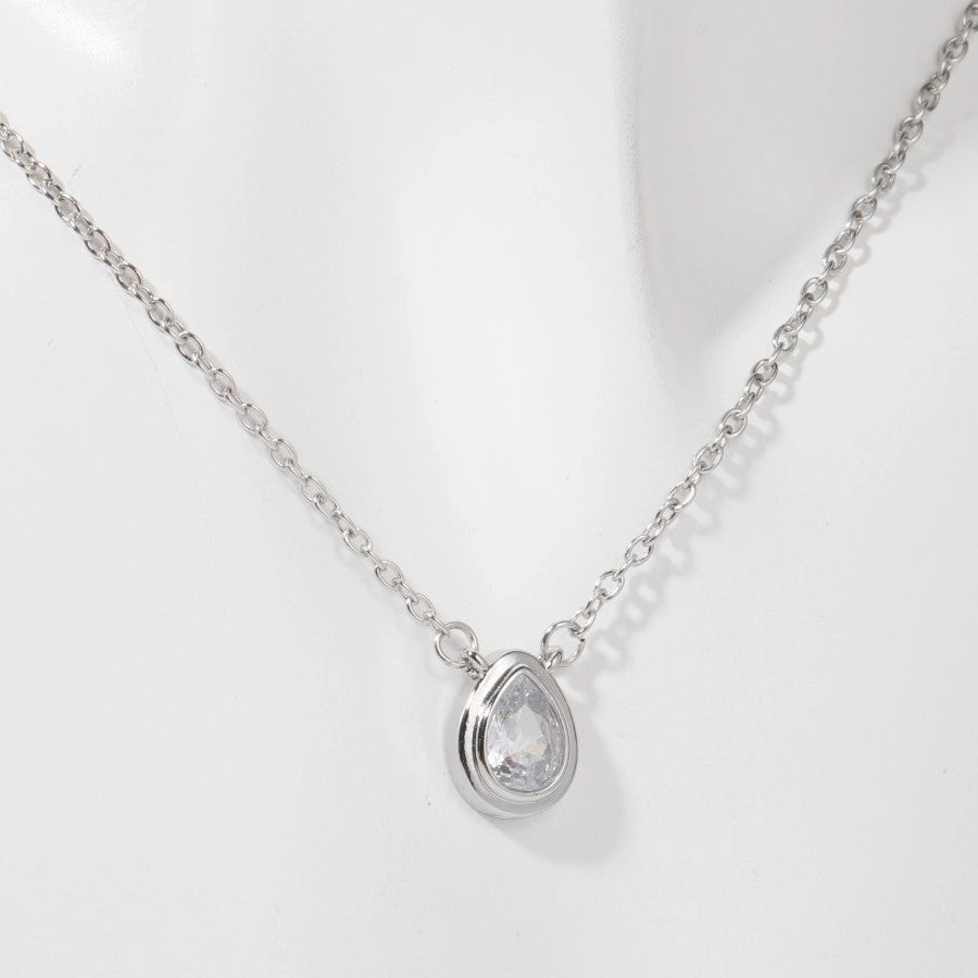 Layered Zircon Pendant Necklace [0FK020J3]