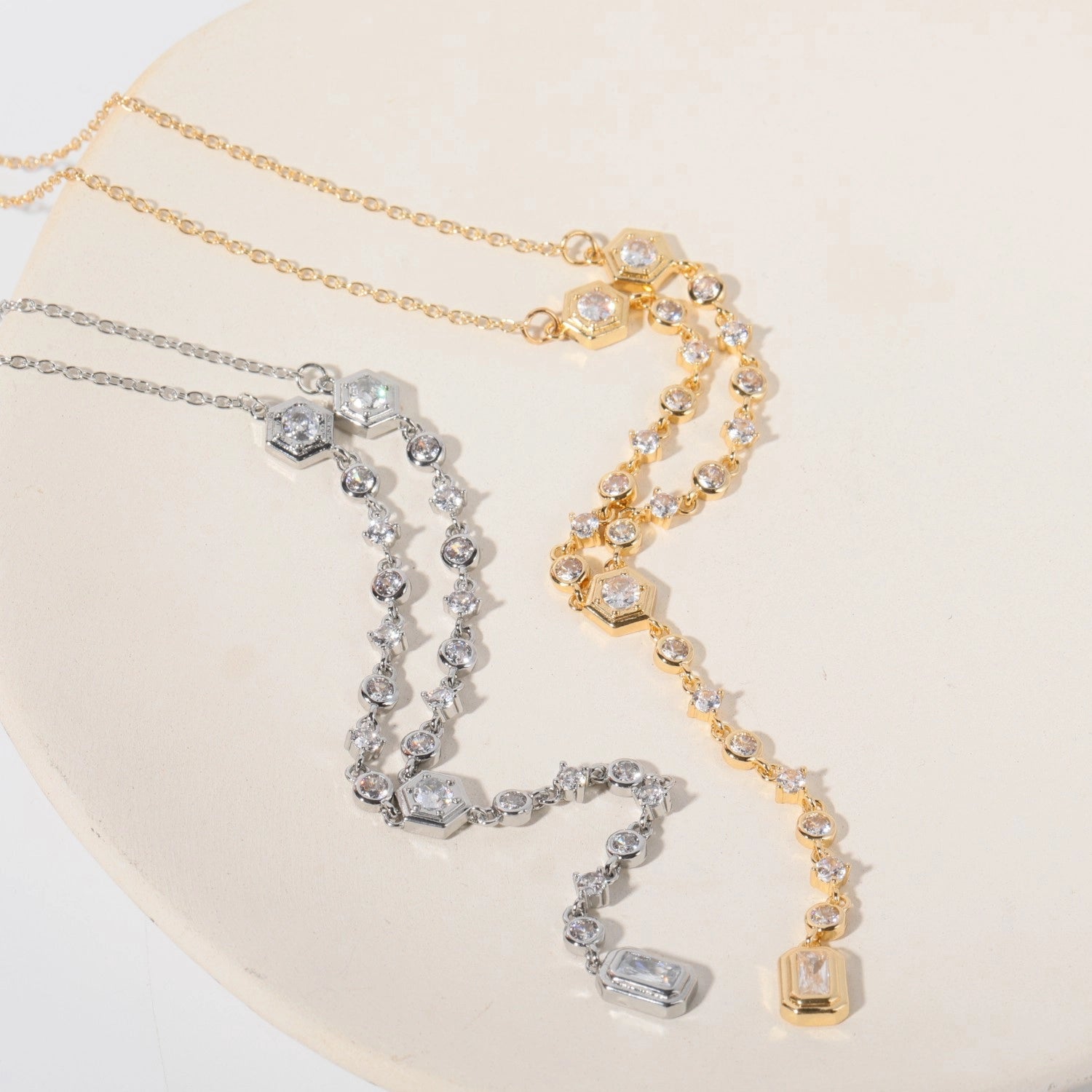Layered Zircon Pendant Necklace [N68SLYBP]