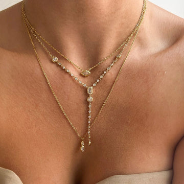 Layered Zircon Pendant Necklace [9LTTSKF0]