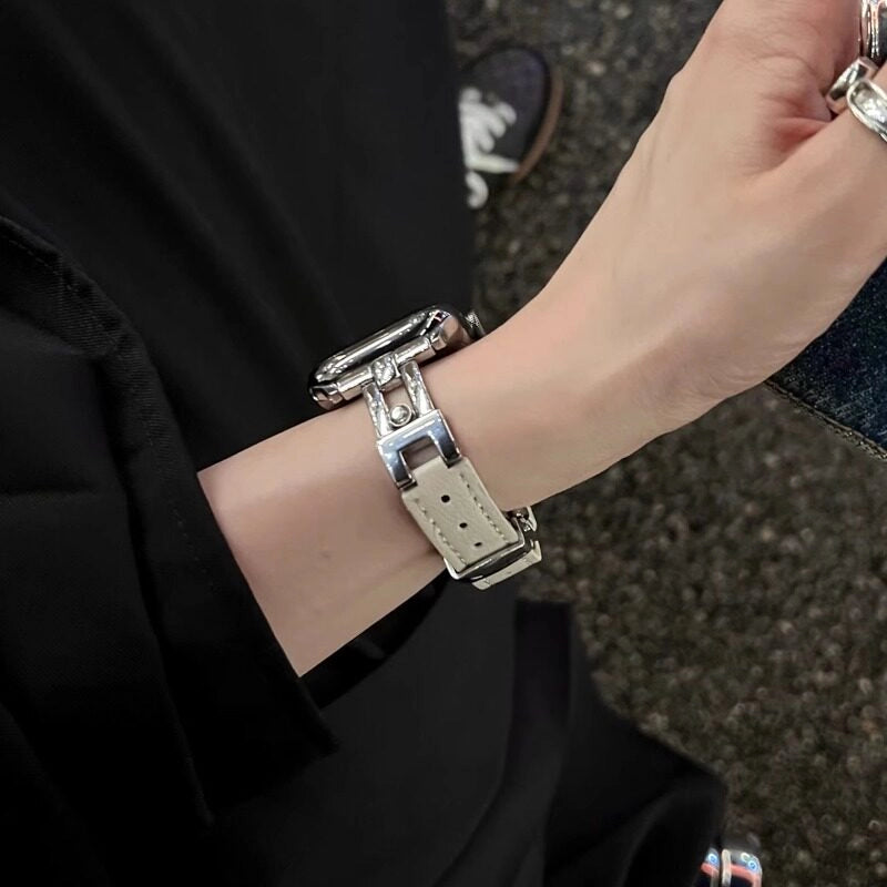Leather Apple Watch Strap with Butterfly Buckle [KRDQW8ZW]