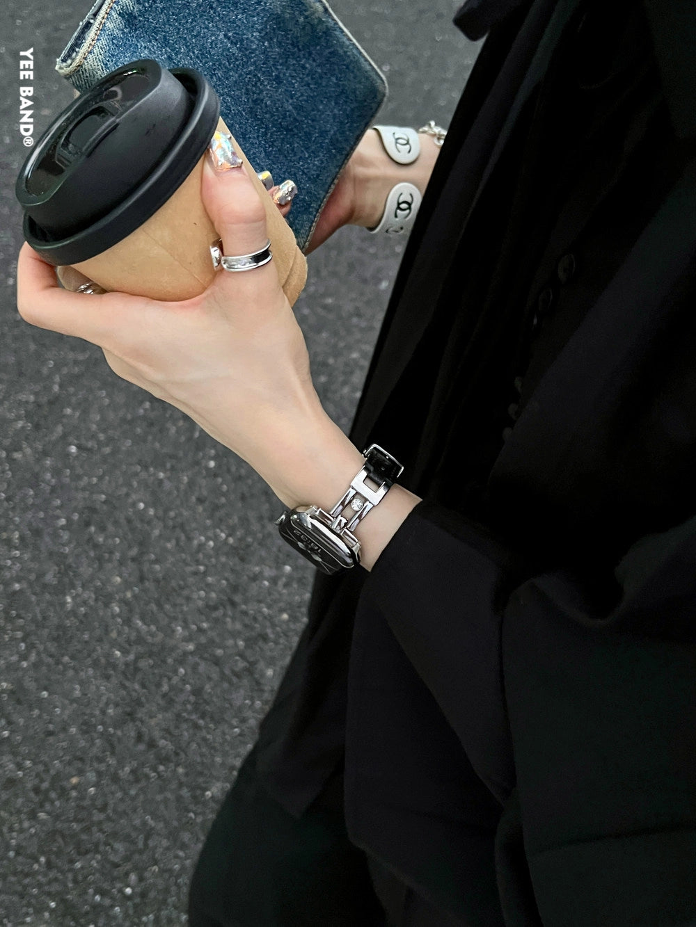 Leather Apple Watch Strap with Butterfly Buckle [V4MHVBK9]