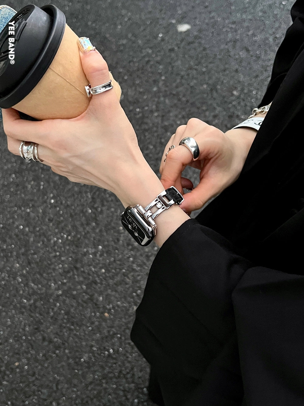 Leather Apple Watch Strap with Butterfly Buckle [U99406MK]
