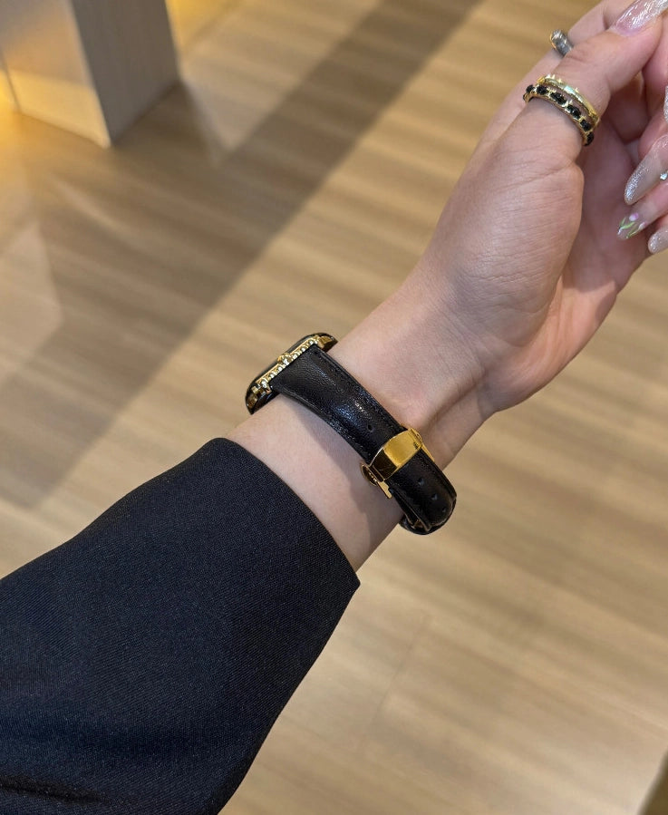 Leather Butterfly Buckle Watch Strap [07ECWR1A]