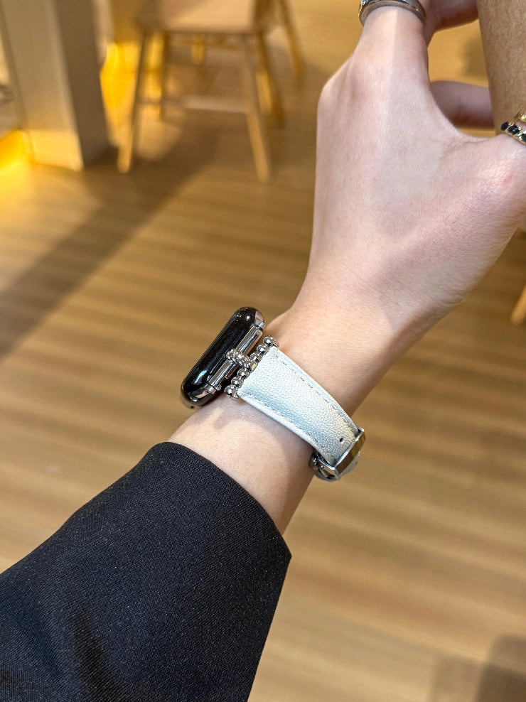 Leather Butterfly Buckle Watch Strap [4SPLPAF6]