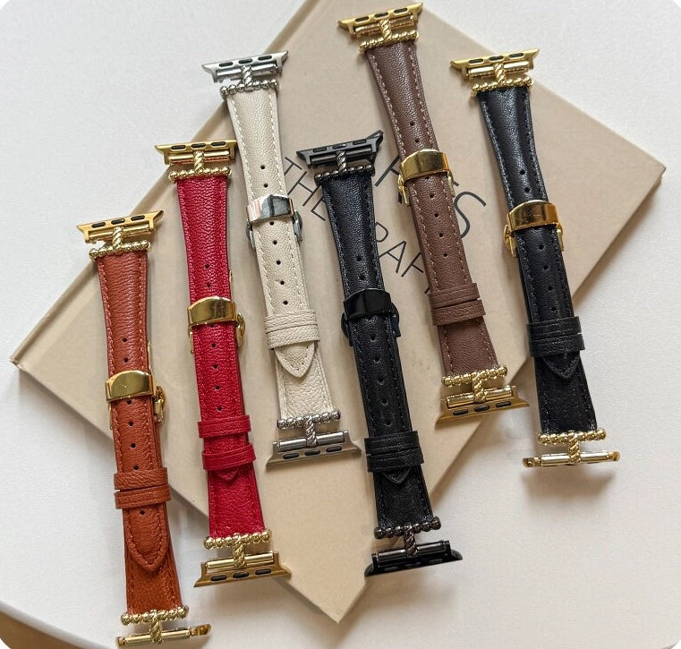 Leather Butterfly Buckle Watch Strap [EO7O9AUR]