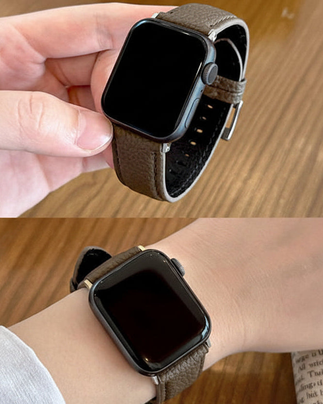 Leather Lychee Pattern Watch Strap [E2ZHKCGP]