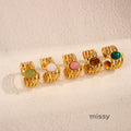 Leeba Layered Stone Open Ring [1EXP27BO]