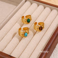Leeba Layered Stone Open Ring [RC2OJ4ND]