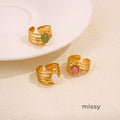 Leeba Layered Stone Open Ring [3HHZUHO1]