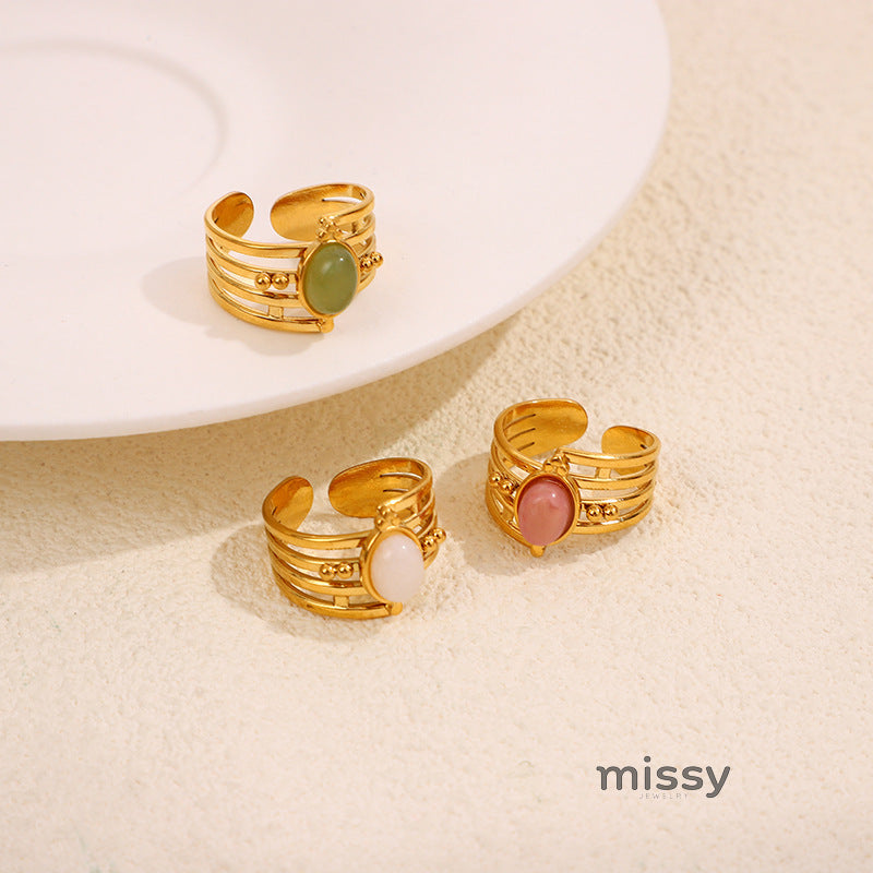 Leeba Layered Stone Open Ring [3HHZUHO1]