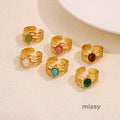 Leeba Layered Stone Open Ring [NJMFY0JZ]