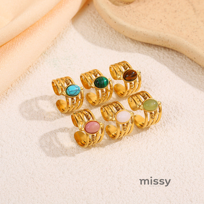 Leeba Layered Stone Open Ring [ZKPDYL27]