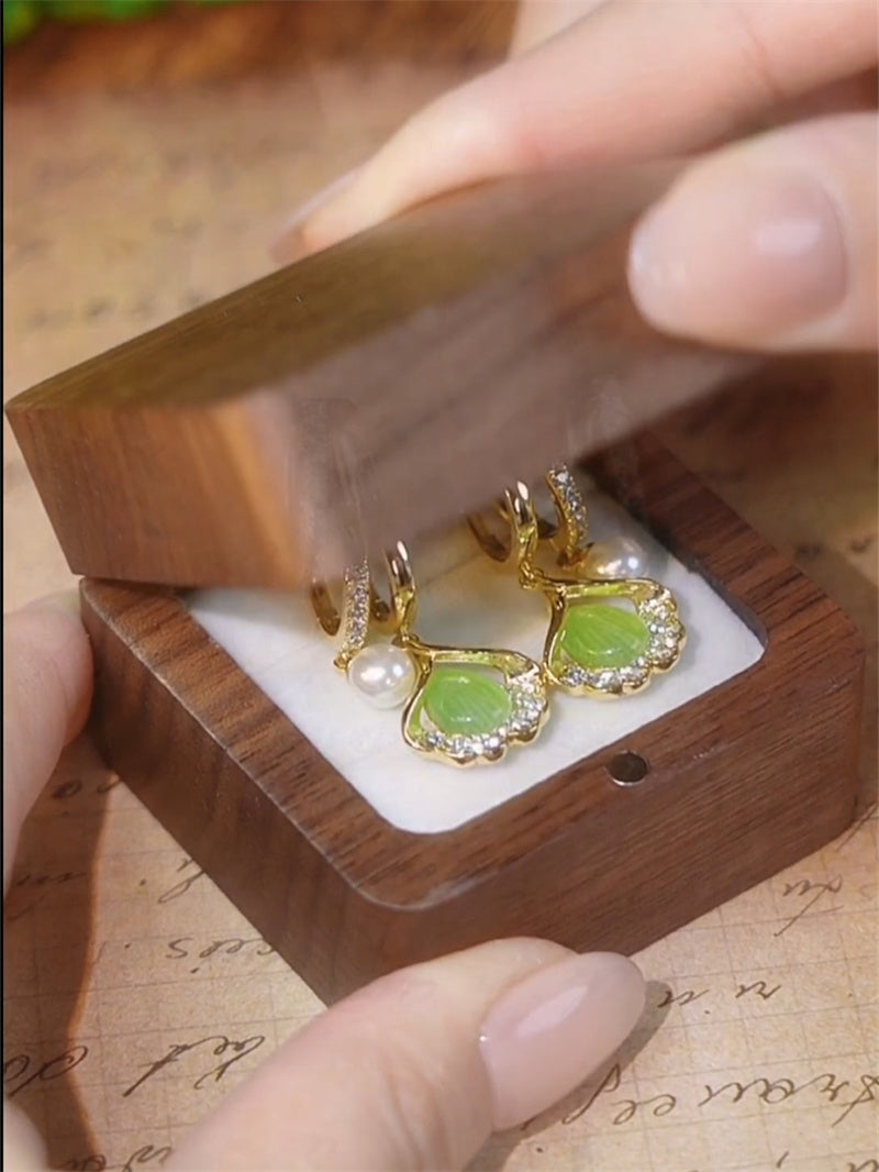 Leidy Ginkgo Pearl Drop Earrings