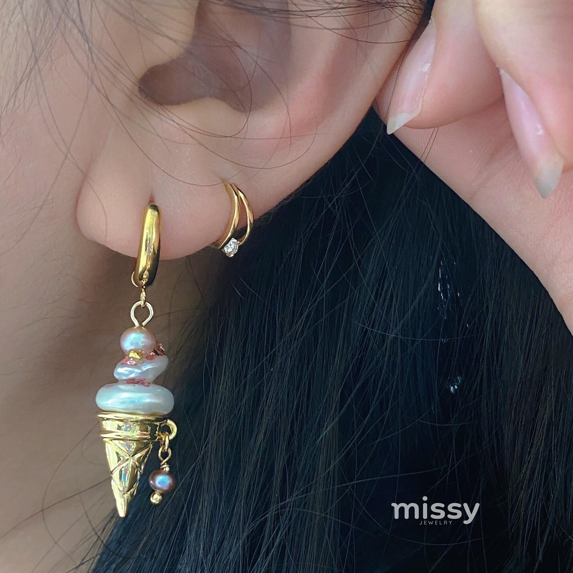 Leighton Pearl Ice Cream Drop Earrings [38E82XR3]
