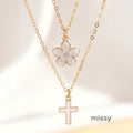 Leilah Bloom Cross Necklace [QOORSQBF]