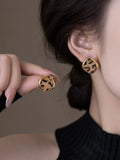 Leopard Print Stud Earrings [799A45PR]