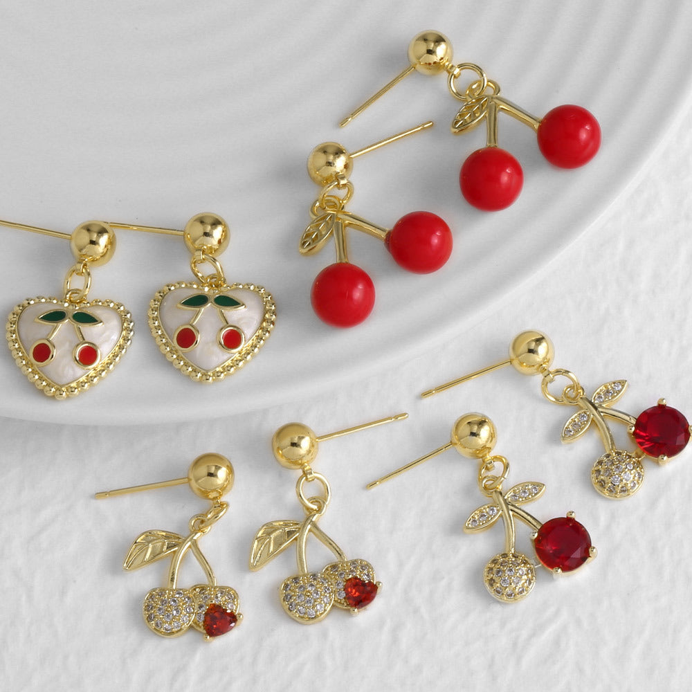 Liv Cherry Heart Drop Earrings [7E23O0A5]