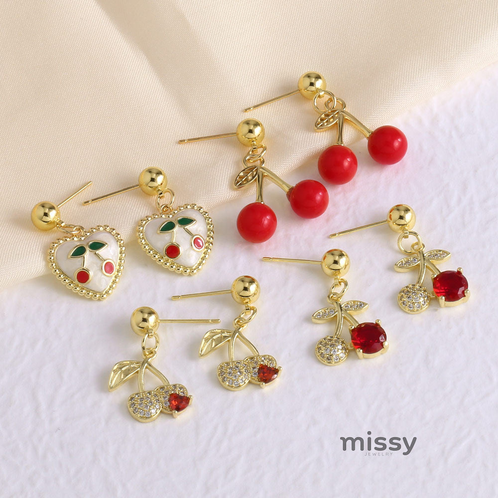 Liv Cherry Heart Drop Earrings [12LJ0H19]