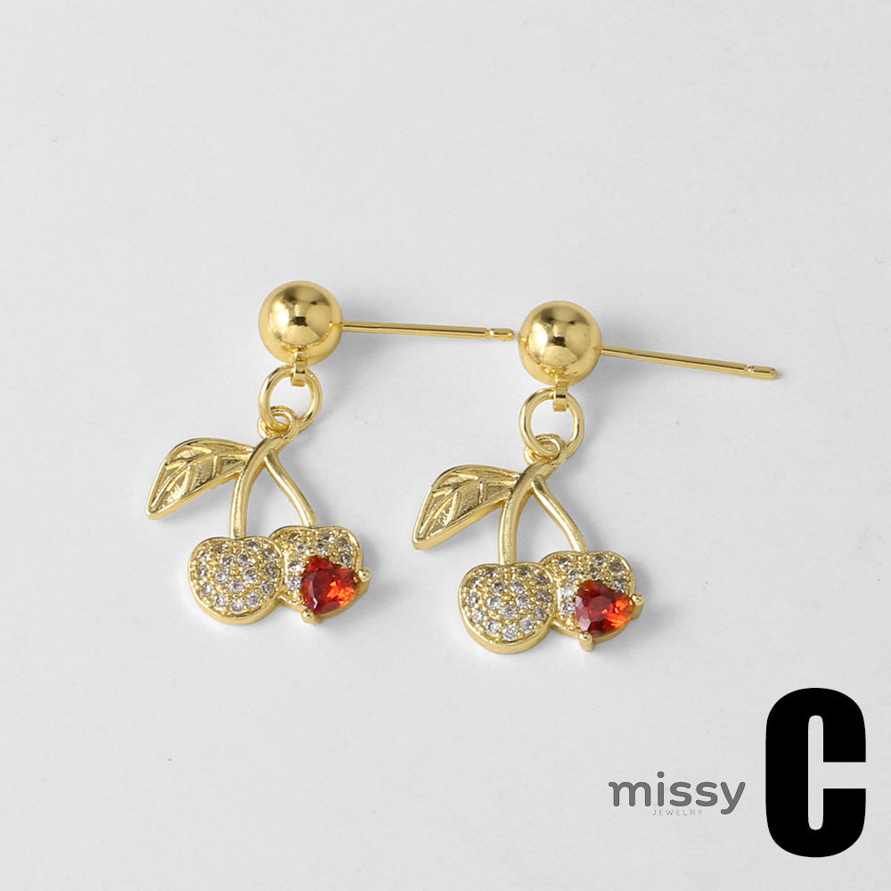 Liv Cherry Heart Drop Earrings [7GT26TU1]