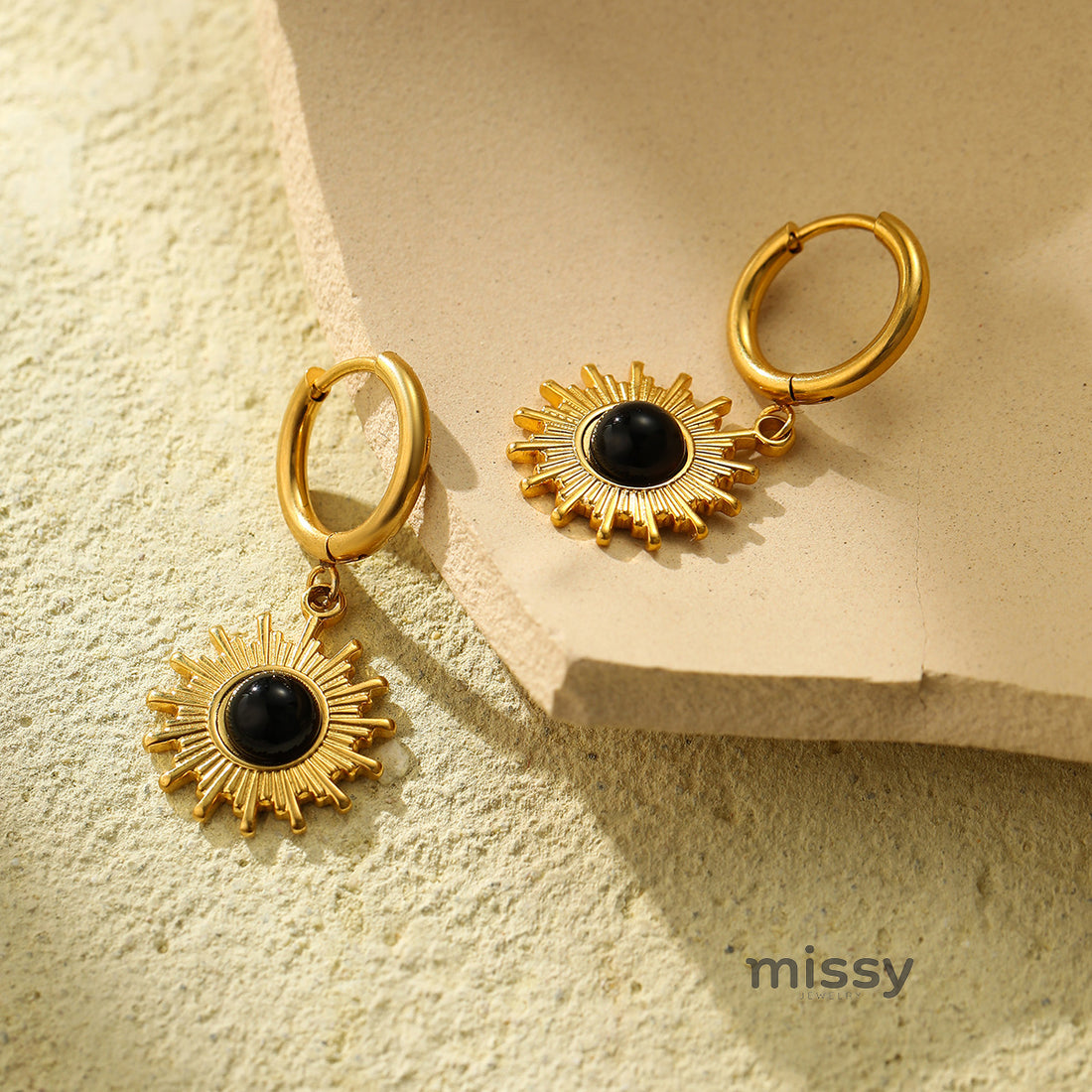 Loghan Delicate Sunflower Stud Earrings [091EBNTP]