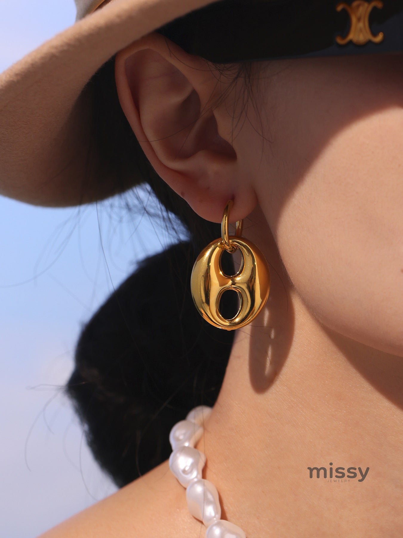 Lorelei Polished Coffee Bean Earrings [UJZCUL04]