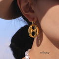Lorelei Polished Coffee Bean Earrings [E5XM8ESP]