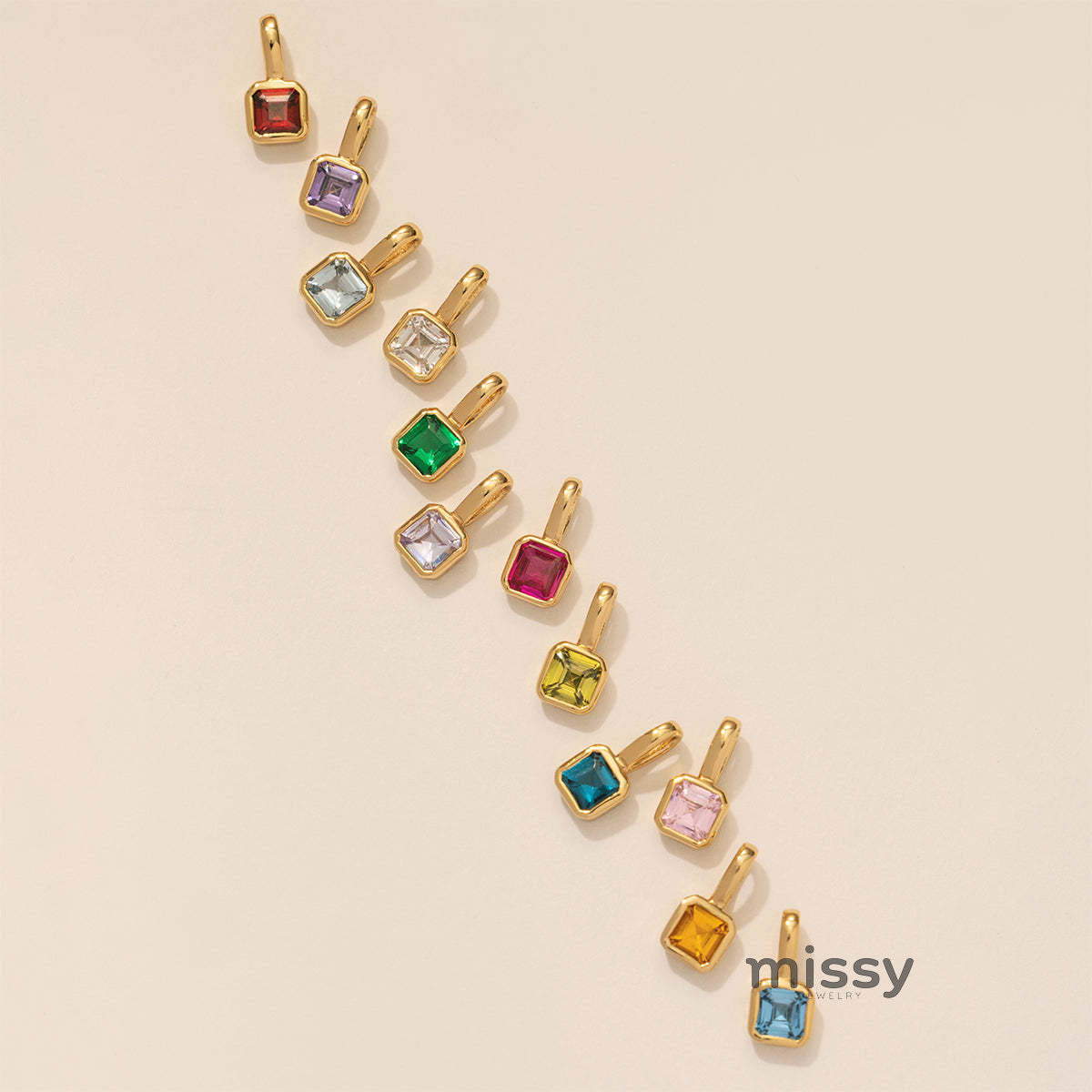 Lotus Birthstone Cube Necklace [8X41ICRN]
