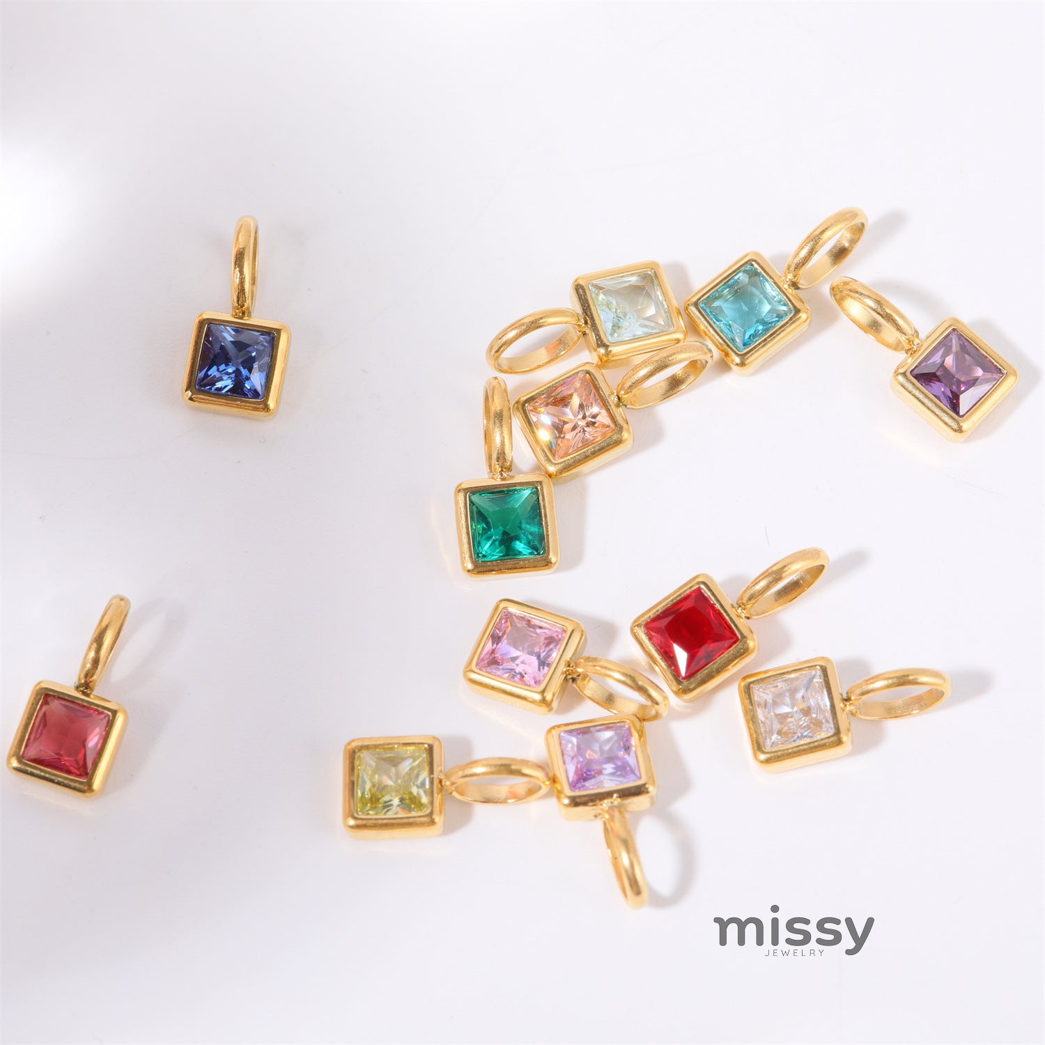 Lotus Birthstone Cube Necklace [YTIJJGW2]