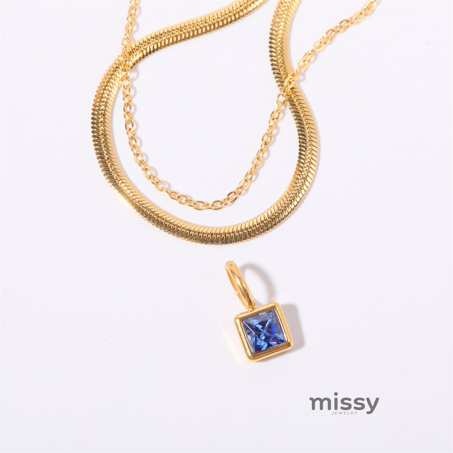 Lotus Birthstone Cube Necklace [IB5EKFJ8]