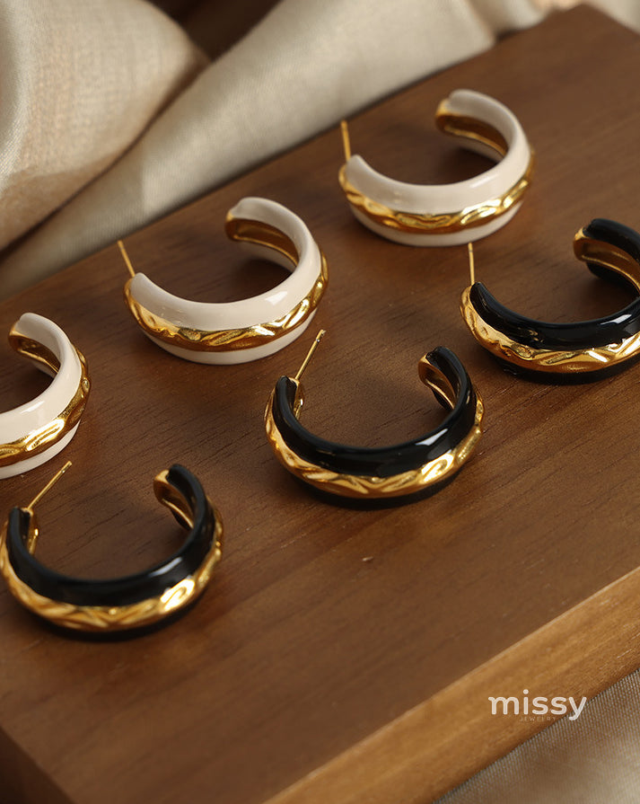 Louella Glazed Hammered C-Hoop Earrings [QGRACMV6]