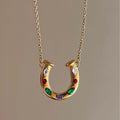 Lucky Horseshoe Pendant Necklace [TZP0SC5V]