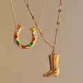Lucky Horseshoe Pendant Necklace [OJLNDFZD]