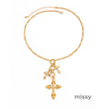 Lyana Vintage Rhinestone Cross Necklace [59FD493E]