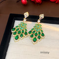 Maelee Zircon Feather Drop Earrings [LGGQK68V]