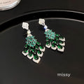 Maelee Zircon Feather Drop Earrings [315S4KFM]